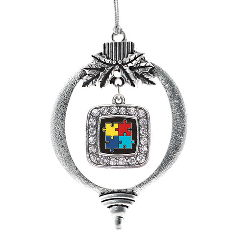 Autism Awareness Jigsaw Square Charm Christmas / Holiday Ornament