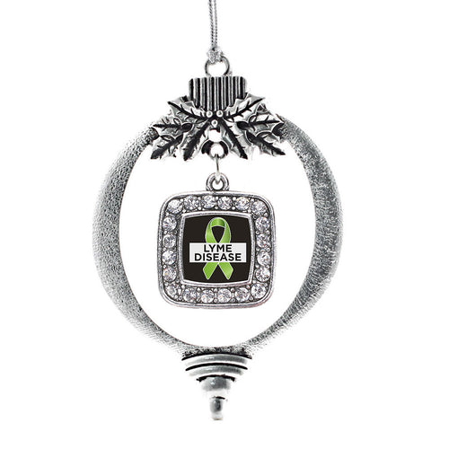 Lyme Disease Support and Awareness Square Charm Christmas / Holiday Ornament