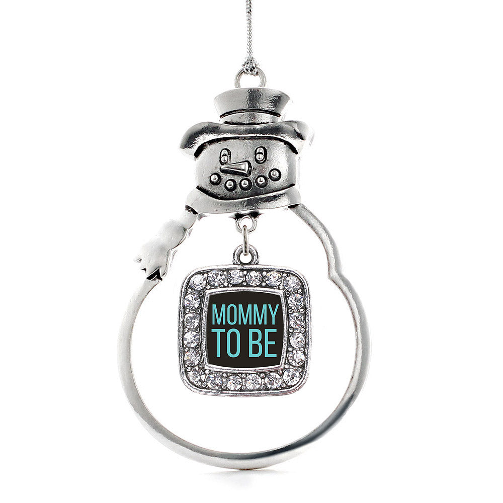 Mommy To Be Blue Square Charm Christmas / Holiday Ornament