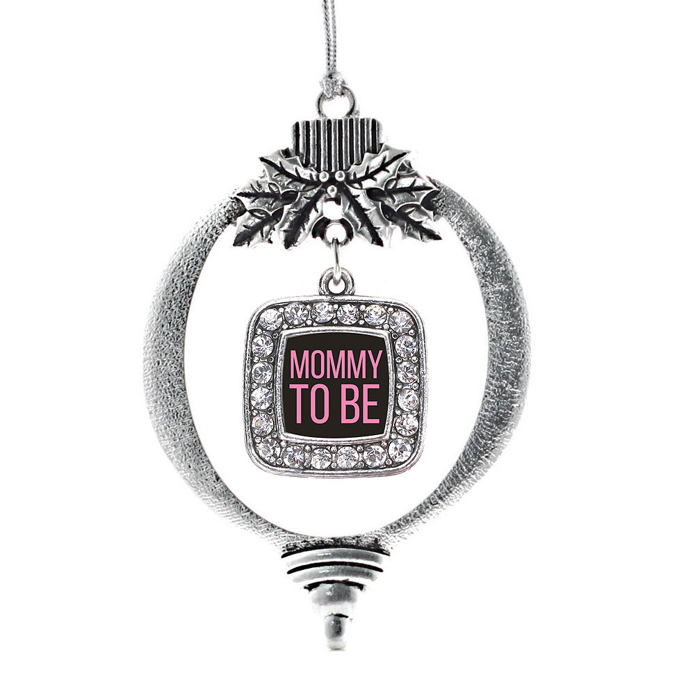 Mommy To Be Pink Square Charm Christmas / Holiday Ornament