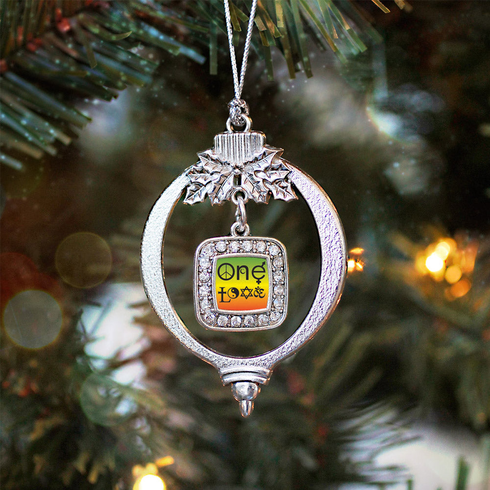 One Love Coexist Square Charm Christmas / Holiday Ornament