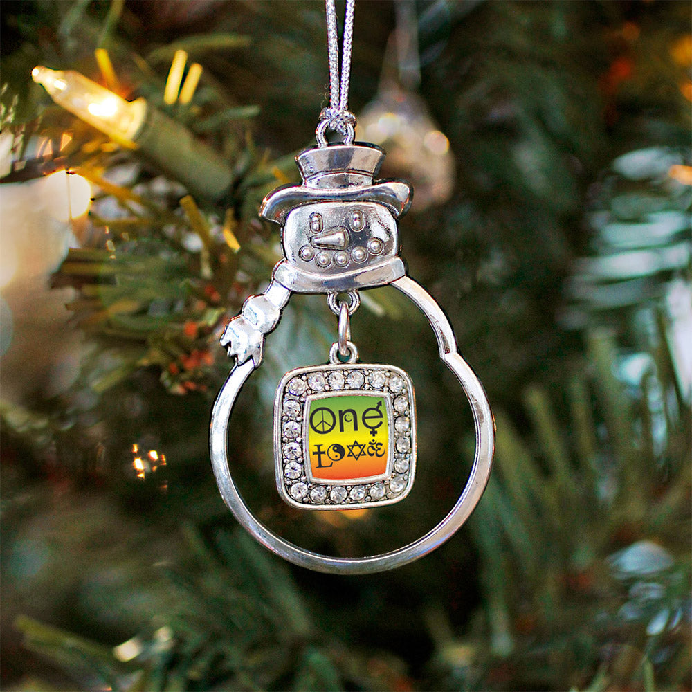One Love Coexist Square Charm Christmas / Holiday Ornament