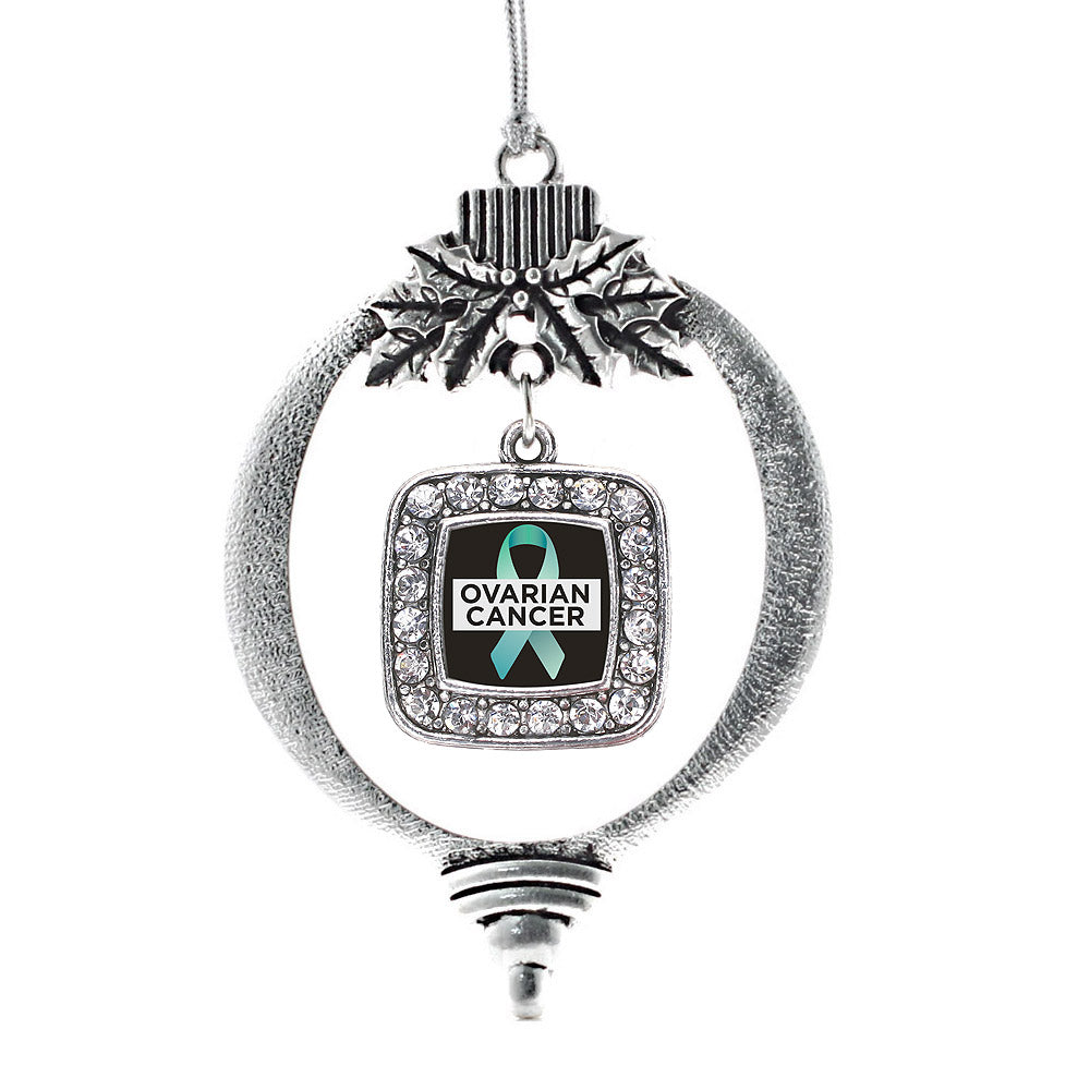 Ovarian Cancer Square Charm Christmas / Holiday Ornament