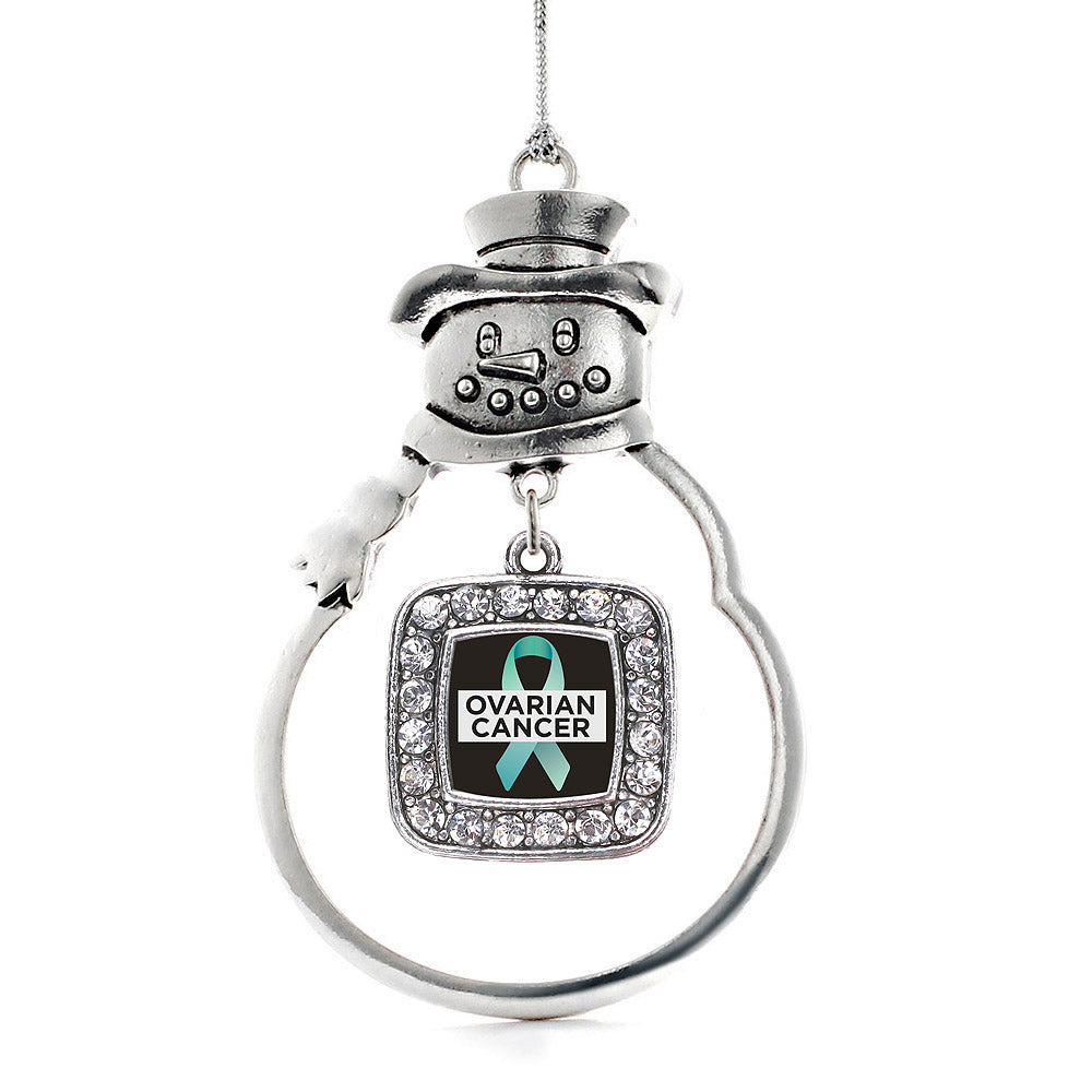Ovarian Cancer Square Charm Christmas / Holiday Ornament