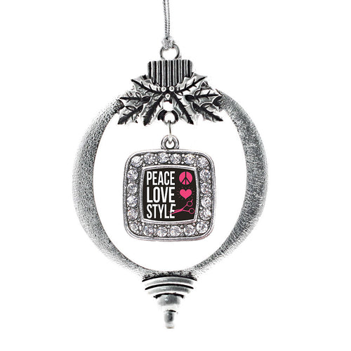 Peace, Love, And Style Square Charm Christmas / Holiday Ornament