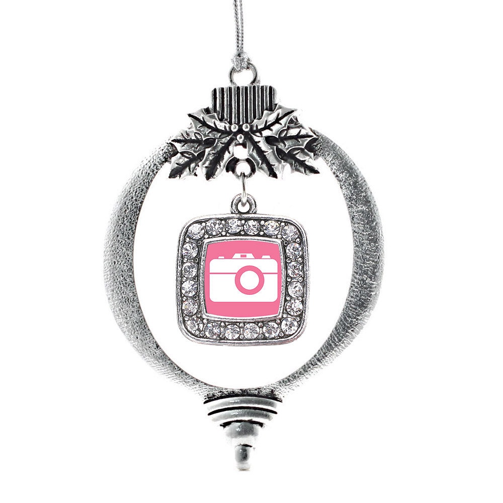 Pink Camera Square Charm Christmas / Holiday Ornament