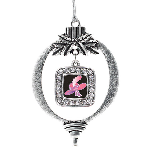 Pink Hat Square Charm Christmas / Holiday Ornament