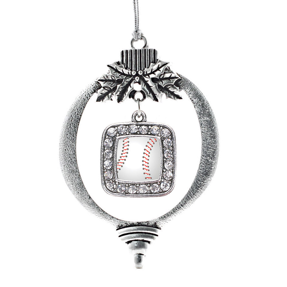 Baseball Square Charm Christmas / Holiday Ornament