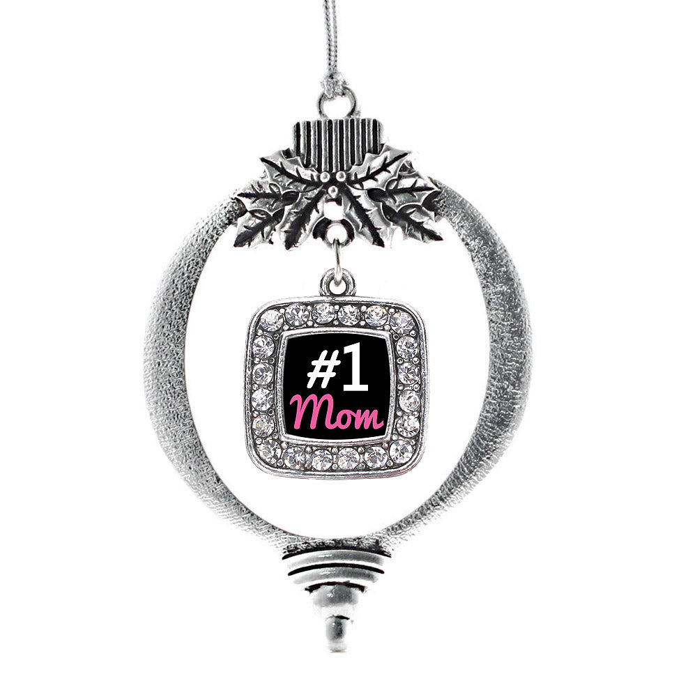 #1 Mom Square Charm Christmas / Holiday Ornament