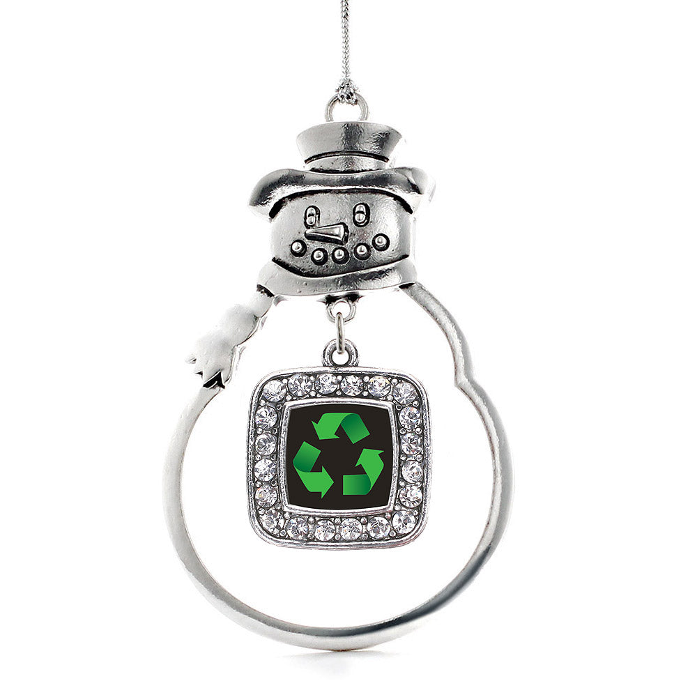 Recycle Square Charm Christmas / Holiday Ornament