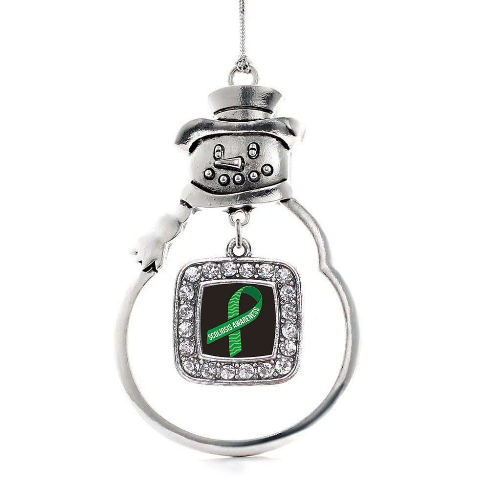 Scoliosis Awareness Square Charm Christmas / Holiday Ornament