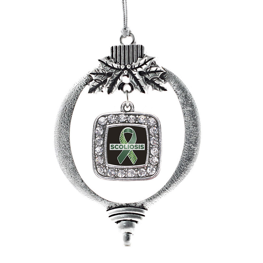Scoliosis Support and Awareness Square Charm Christmas / Holiday Ornament