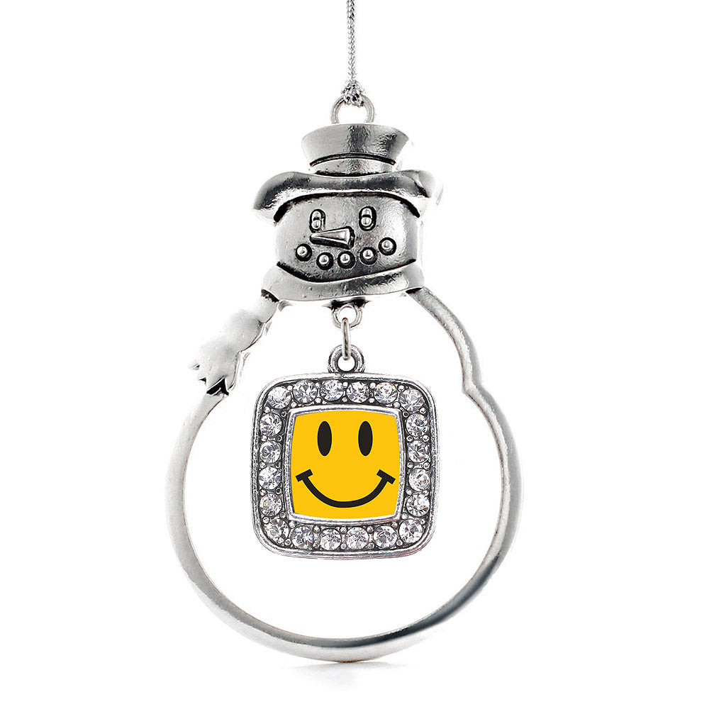Smiley Face Square Charm Christmas / Holiday Ornament