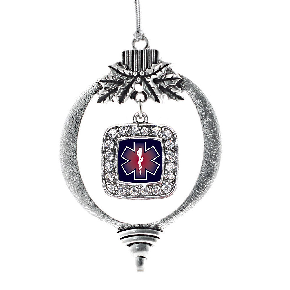 Star Of Life EMT / EMS Square Charm Christmas / Holiday Ornament