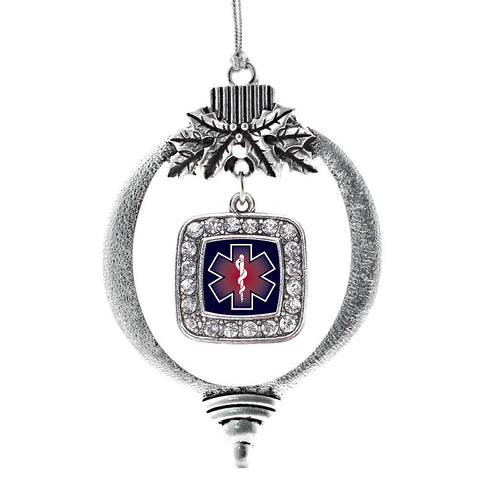 Star Of Life EMT / EMS Square Charm Christmas / Holiday Ornament