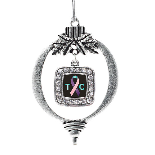 Thyroid Cancer Support Square Charm Christmas / Holiday Ornament