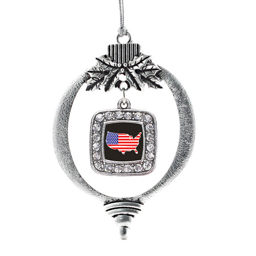 USA Square Charm Christmas / Holiday Ornament