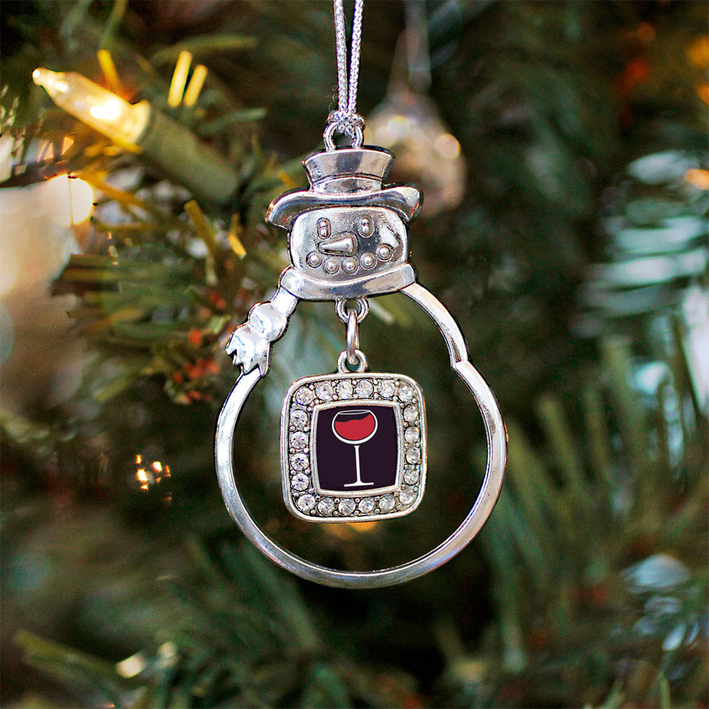Wine Lovers Square Charm Christmas / Holiday Ornament