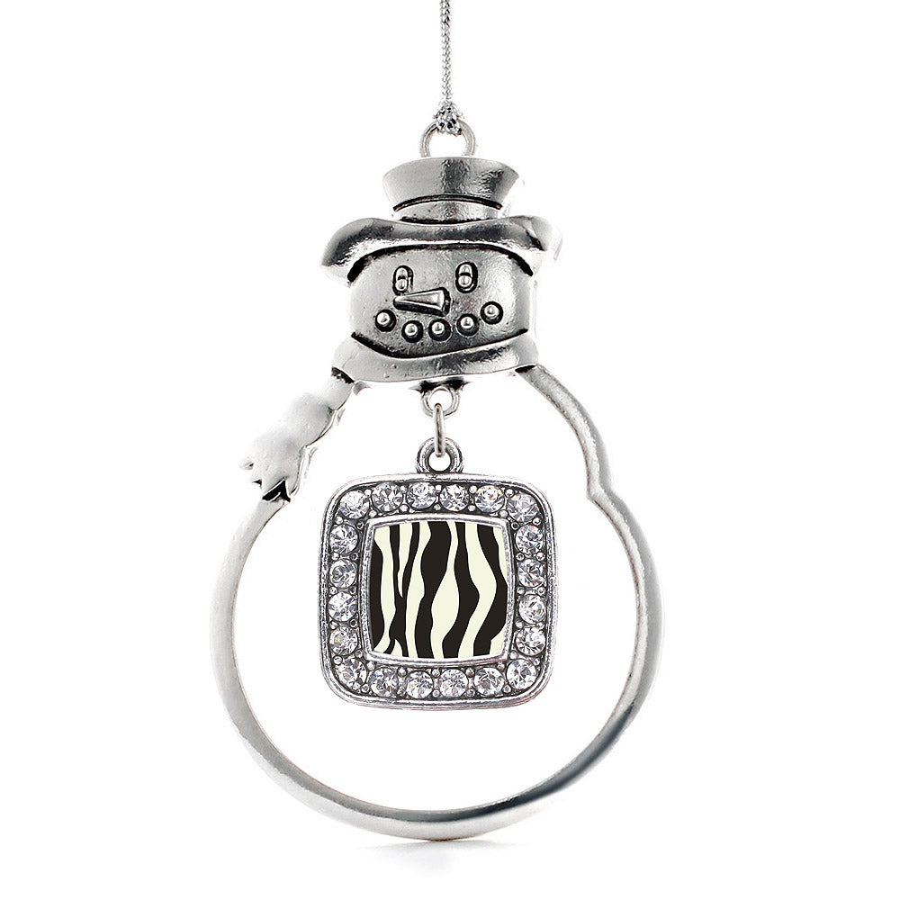 Zebra Print Square Charm Christmas / Holiday Ornament