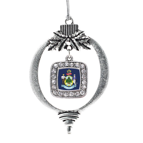 Maine Flag Square Charm Christmas / Holiday Ornament