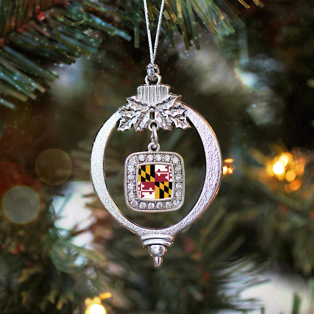 Maryland Flag Square Charm Christmas / Holiday Ornament
