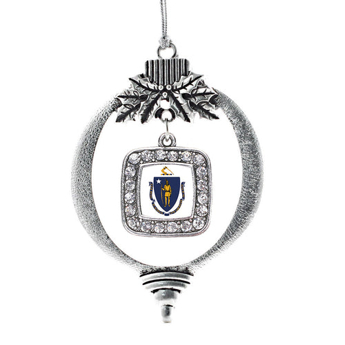 Massachusetts Flag Square Charm Christmas / Holiday Ornament