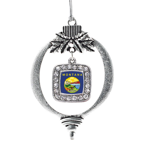 Montana Flag Square Charm Christmas / Holiday Ornament