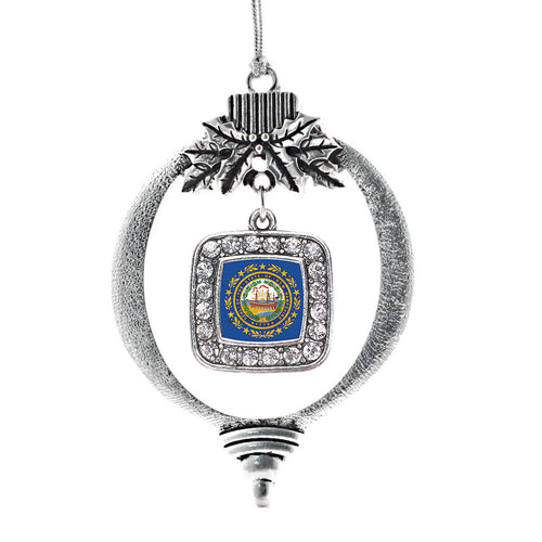 New Hampshire Flag Square Charm Christmas / Holiday Ornament