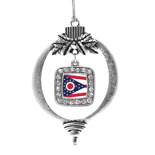 Ohio Flag Square Charm Christmas / Holiday Ornament
