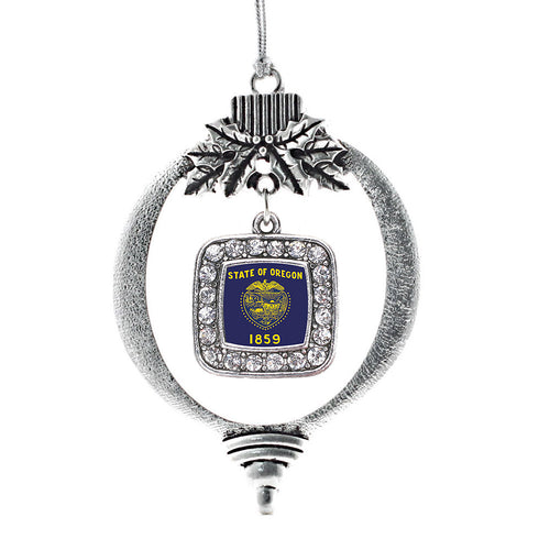 Oregon Flag Square Charm Christmas / Holiday Ornament