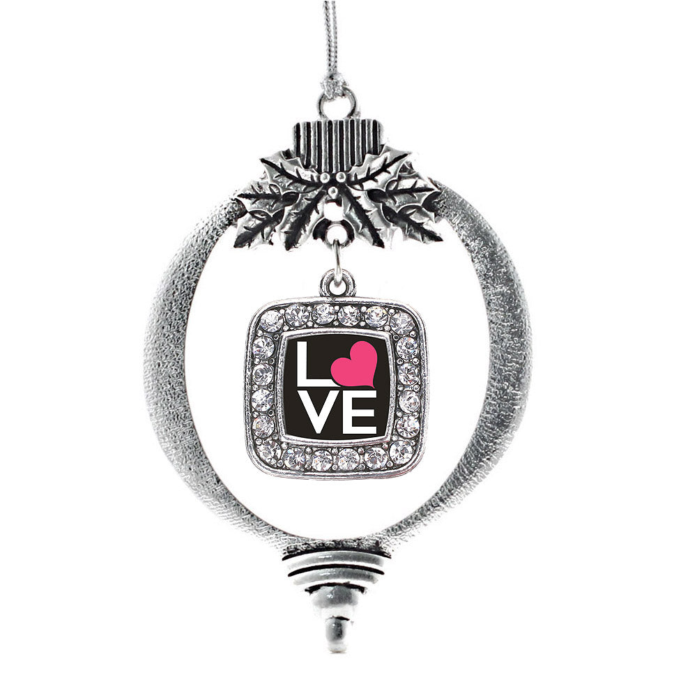 Love Heart Square Charm Christmas / Holiday Ornament