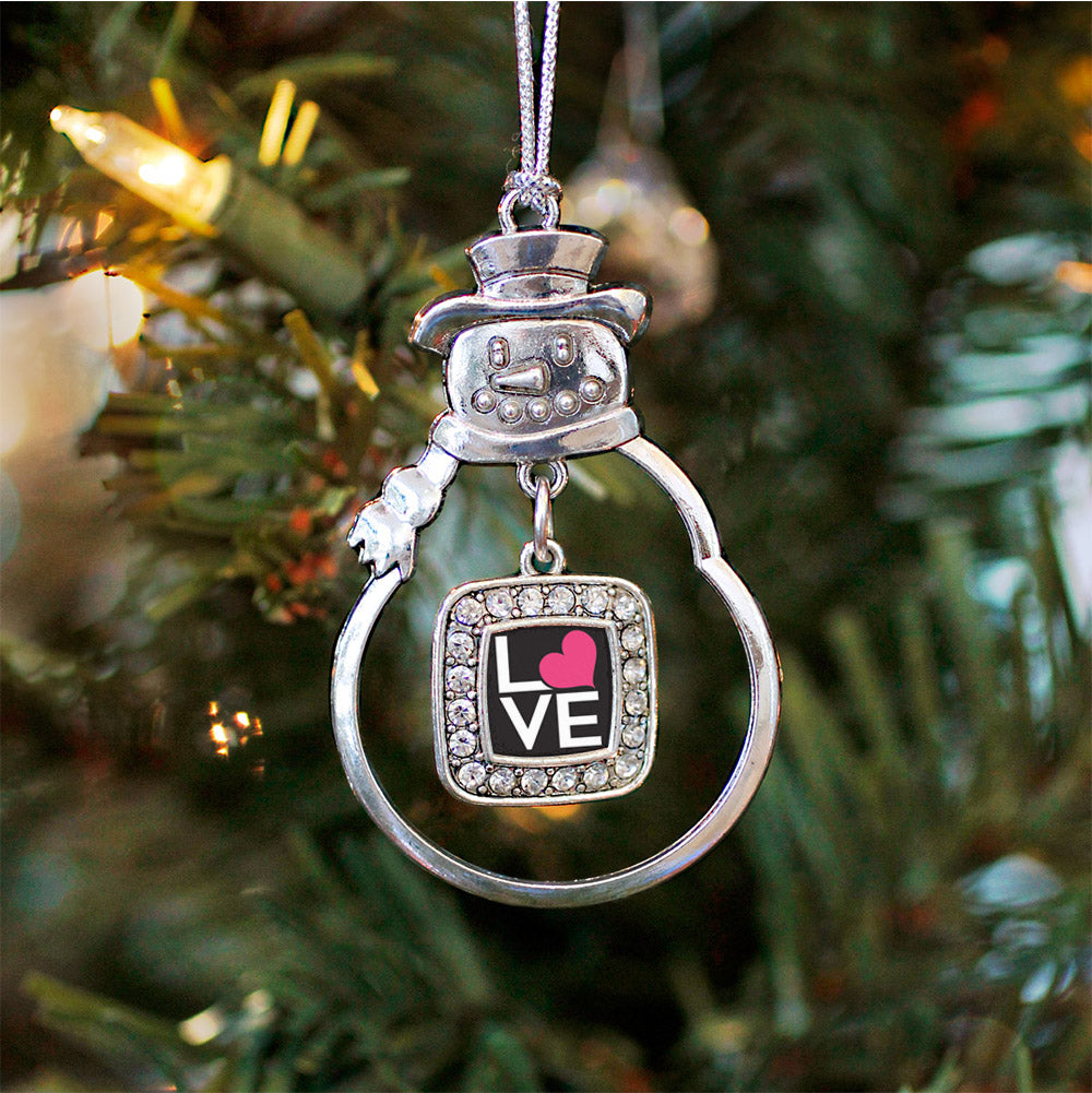 Love Heart Square Charm Christmas / Holiday Ornament