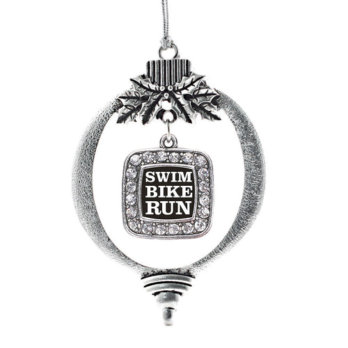 The Triathletes Square Charm Christmas / Holiday Ornament