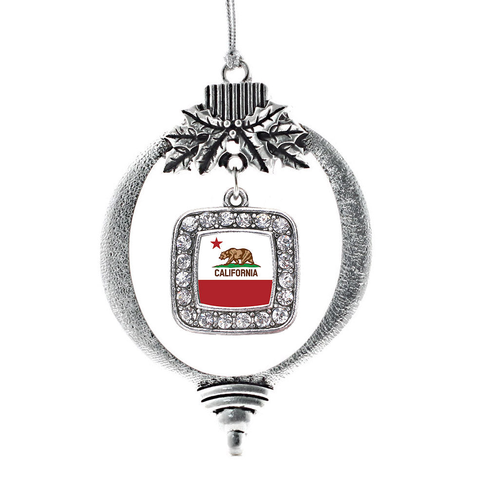 California Flag Square Charm Christmas / Holiday Ornament