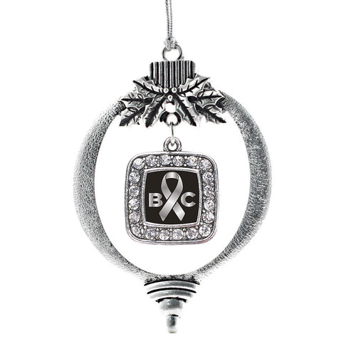 Brain Cancer Awareness and Support Square Charm Christmas / Holiday Ornament