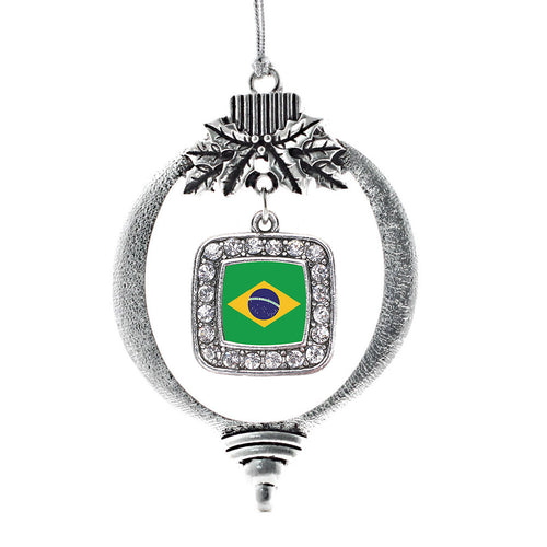 Brazilian Flag Square Charm Christmas / Holiday Ornament