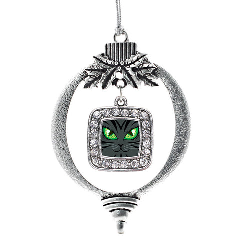 Mischievous Cat Square Charm Christmas / Holiday Ornament