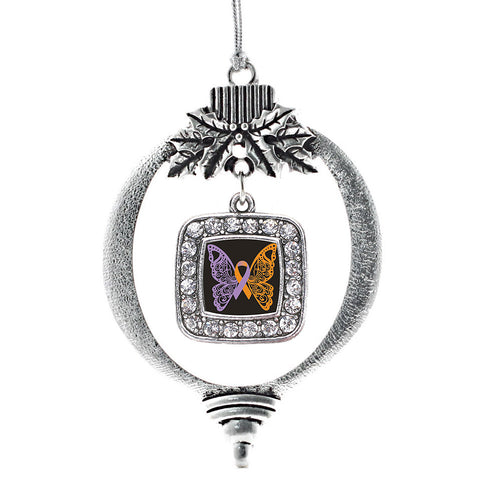 Psoriasis Awareness Butterfly Square Charm Christmas / Holiday Ornament