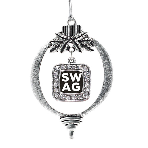 Swag Square Charm Christmas / Holiday Ornament