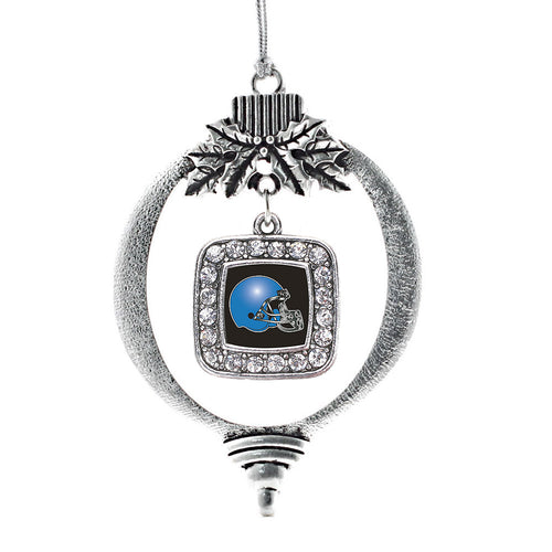 Black and Blue Team Helmet Square Charm Christmas / Holiday Ornament