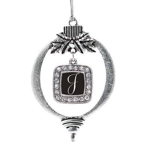 My Script Initials - Letter J Square Charm Christmas / Holiday Ornament