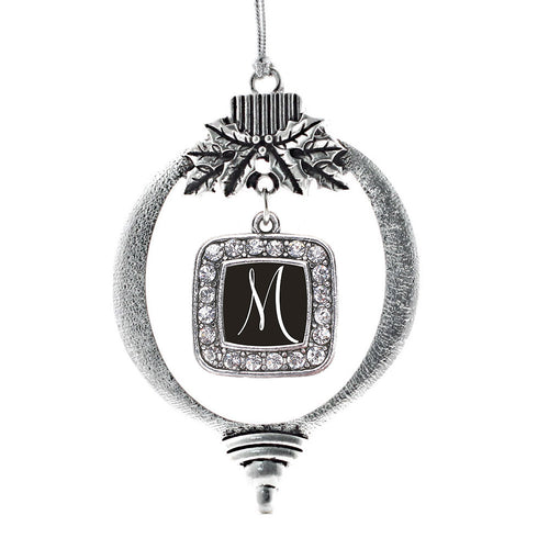 My Script Initials - Letter M Square Charm Christmas / Holiday Ornament