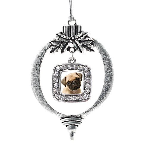 Pug Square Charm Christmas / Holiday Ornament