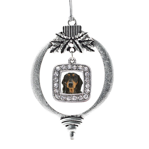 The Dachshund Square Charm Christmas / Holiday Ornament