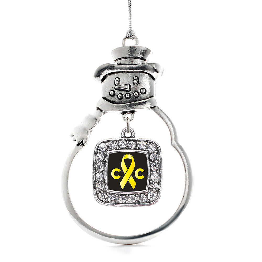 Childhood Cancer Support Square Charm Christmas / Holiday Ornament