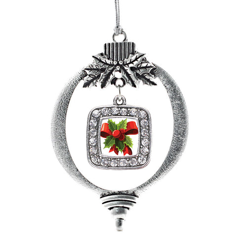 Holly Plant Square Charm Christmas / Holiday Ornament