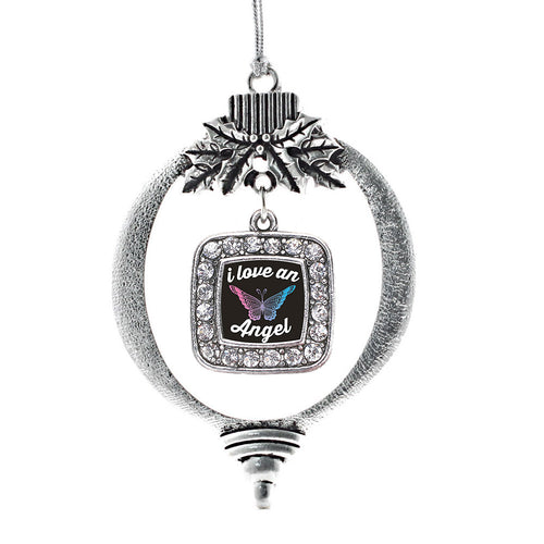 I Love An Angel Square Charm Christmas / Holiday Ornament