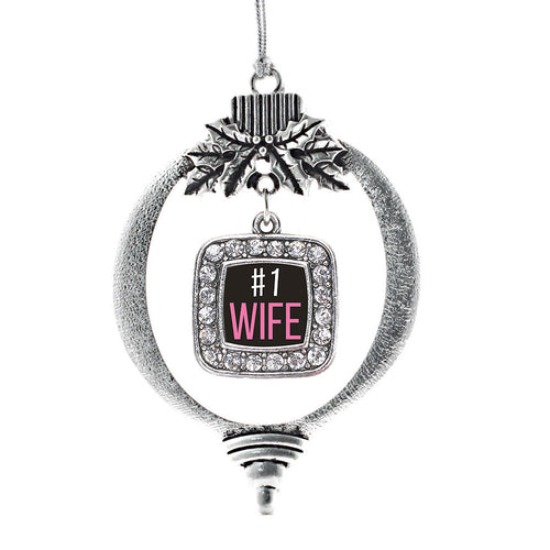 #1 Wife Square Charm Christmas / Holiday Ornament