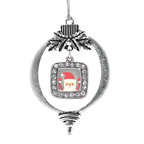 Jolly Santa Square Charm Christmas / Holiday Ornament