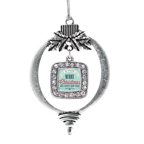 Very Merry Square Charm Christmas / Holiday Ornament